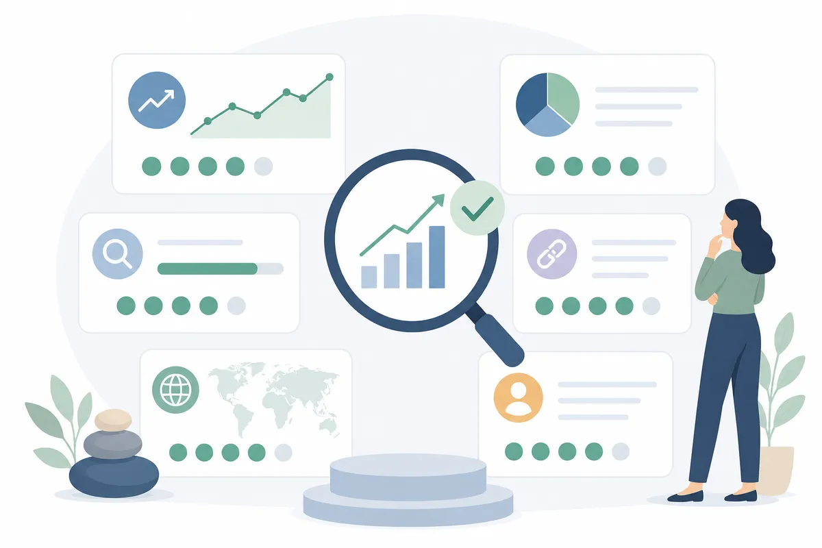 Diagrama de los rangos de referencia saludables para los KPIs de SEO más habituales