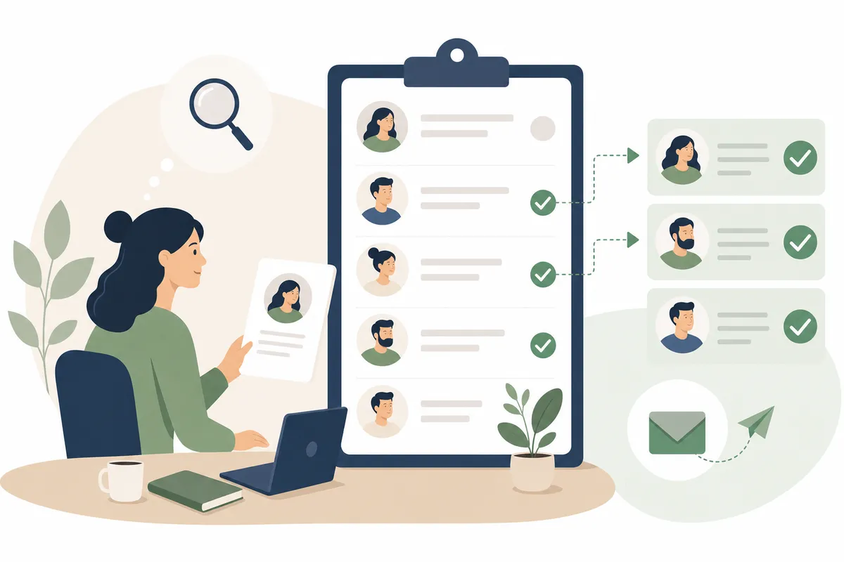 Prospect spreadsheet with relevance, authority, and engagement columns for link prospecting