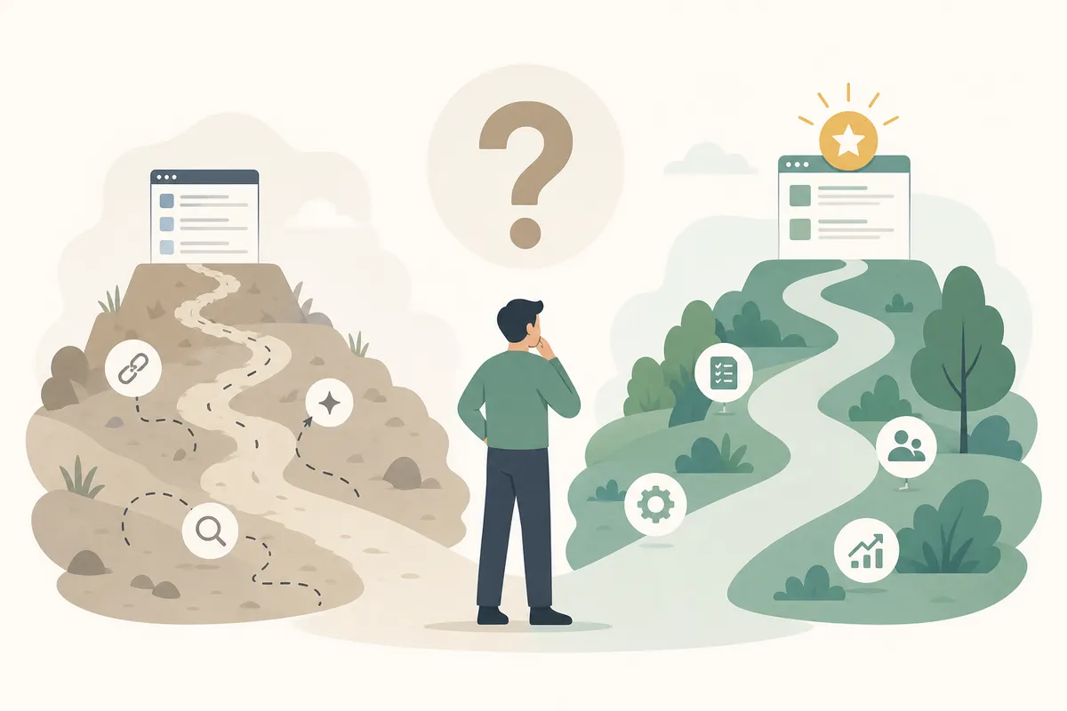 A checklist graphic comparing DIY SEO tasks against agency-managed SEO tasks
