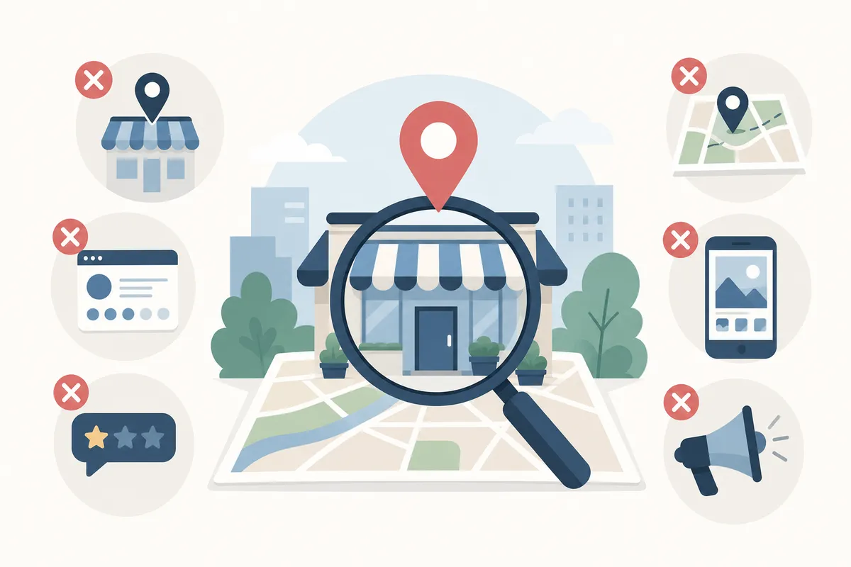 Map pack search results showing local business listings on a phone