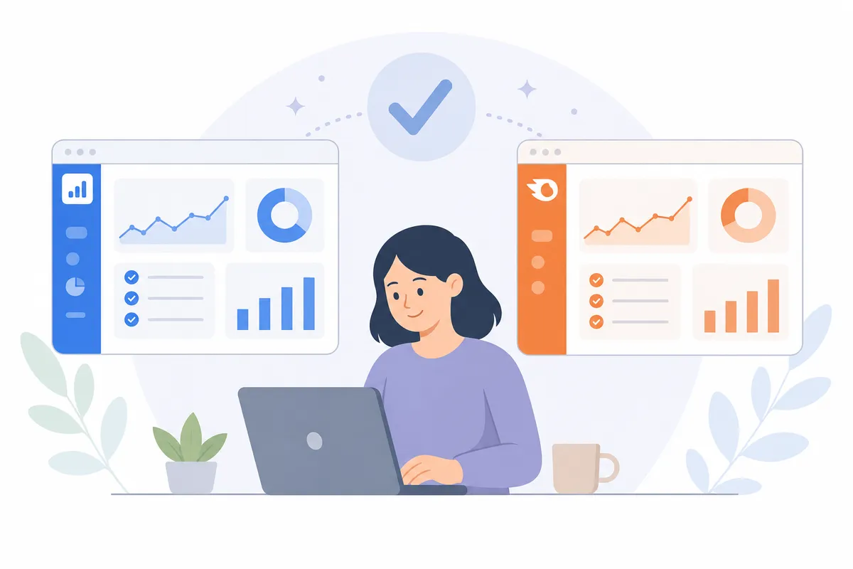 Diagram of how SE Ranking and Semrush compare on onboarding and learning curve