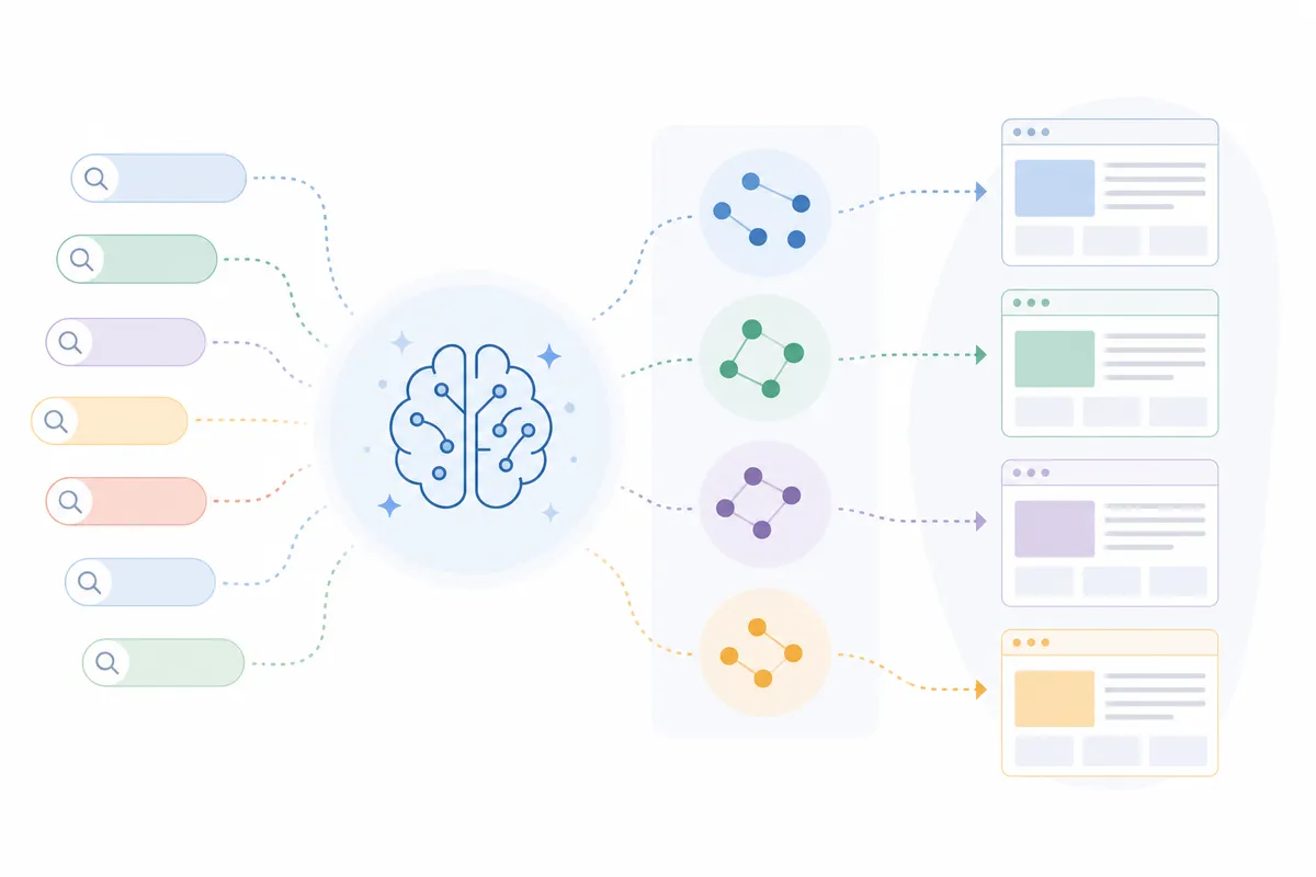Three layers of AI keyword mapping: semantic clustering, intent classification, and format matching
