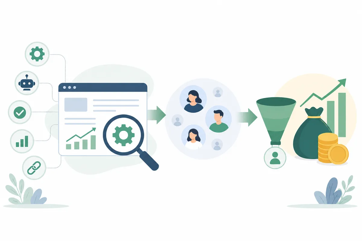 chart comparing organic search leads and revenue growth from automated SEO