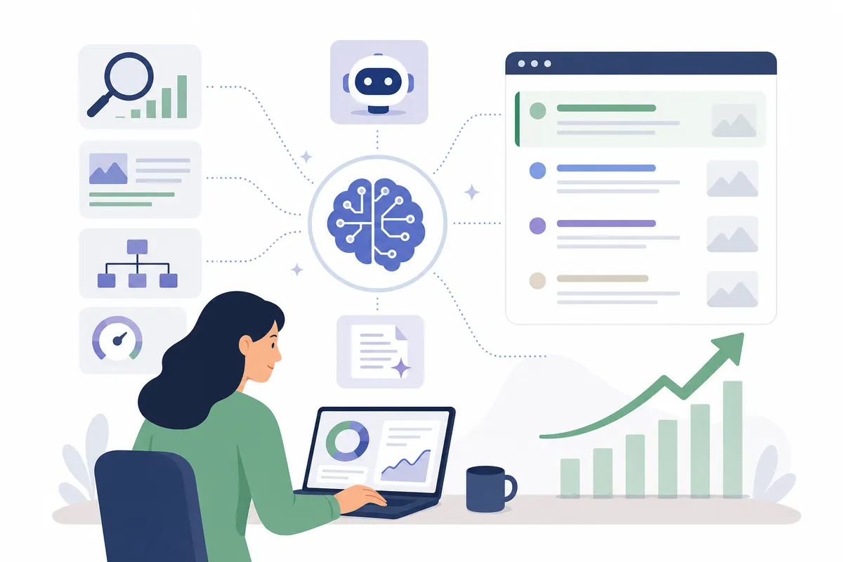 Bar chart of the SEO tasks marketers use AI for, led by keyword research at 60 percent