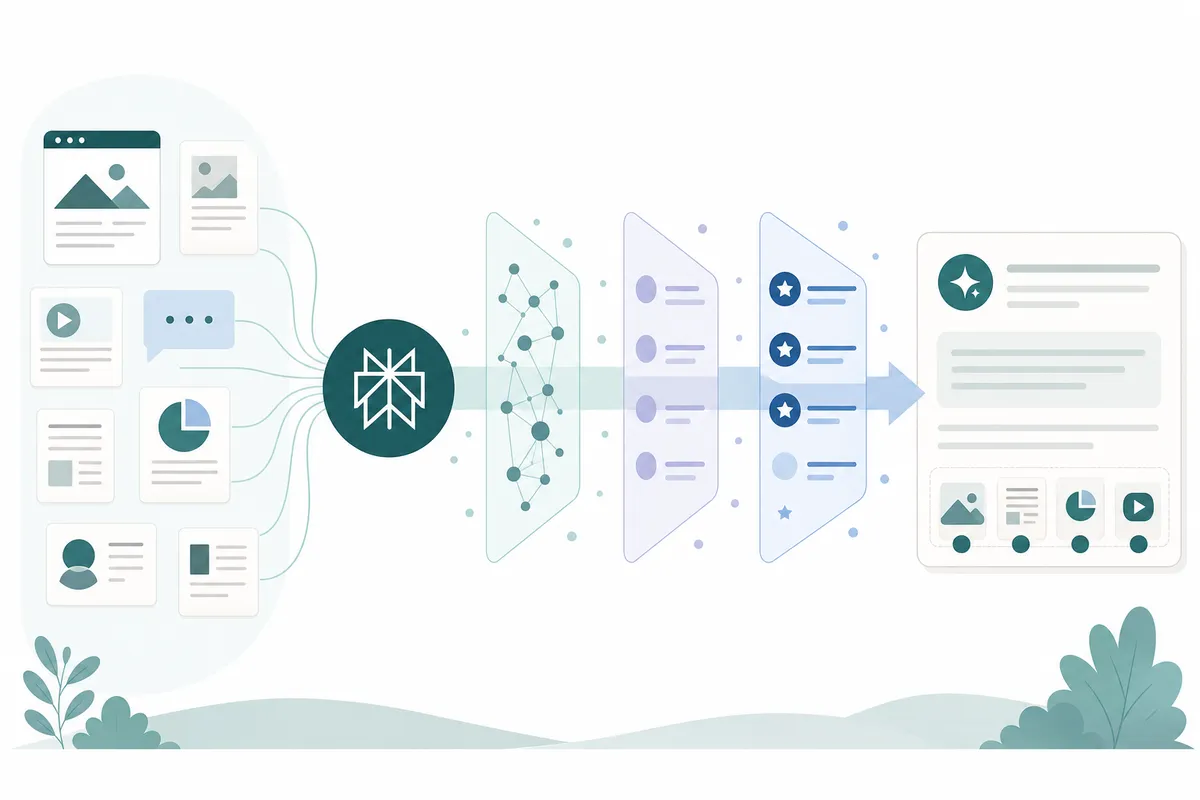Diagram of how Perplexity retrieves live pages, reads them, and cites sources in one answer