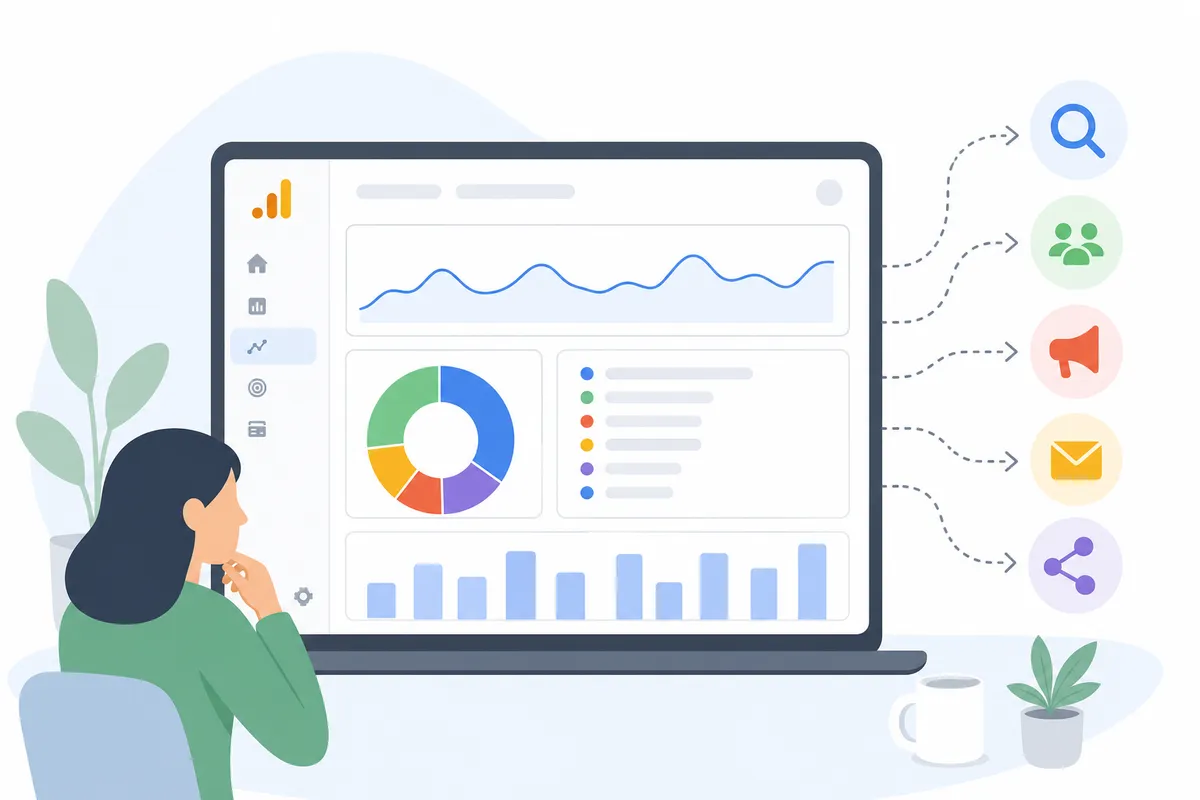 GA4 traffic acquisition report grouping sessions by source and medium