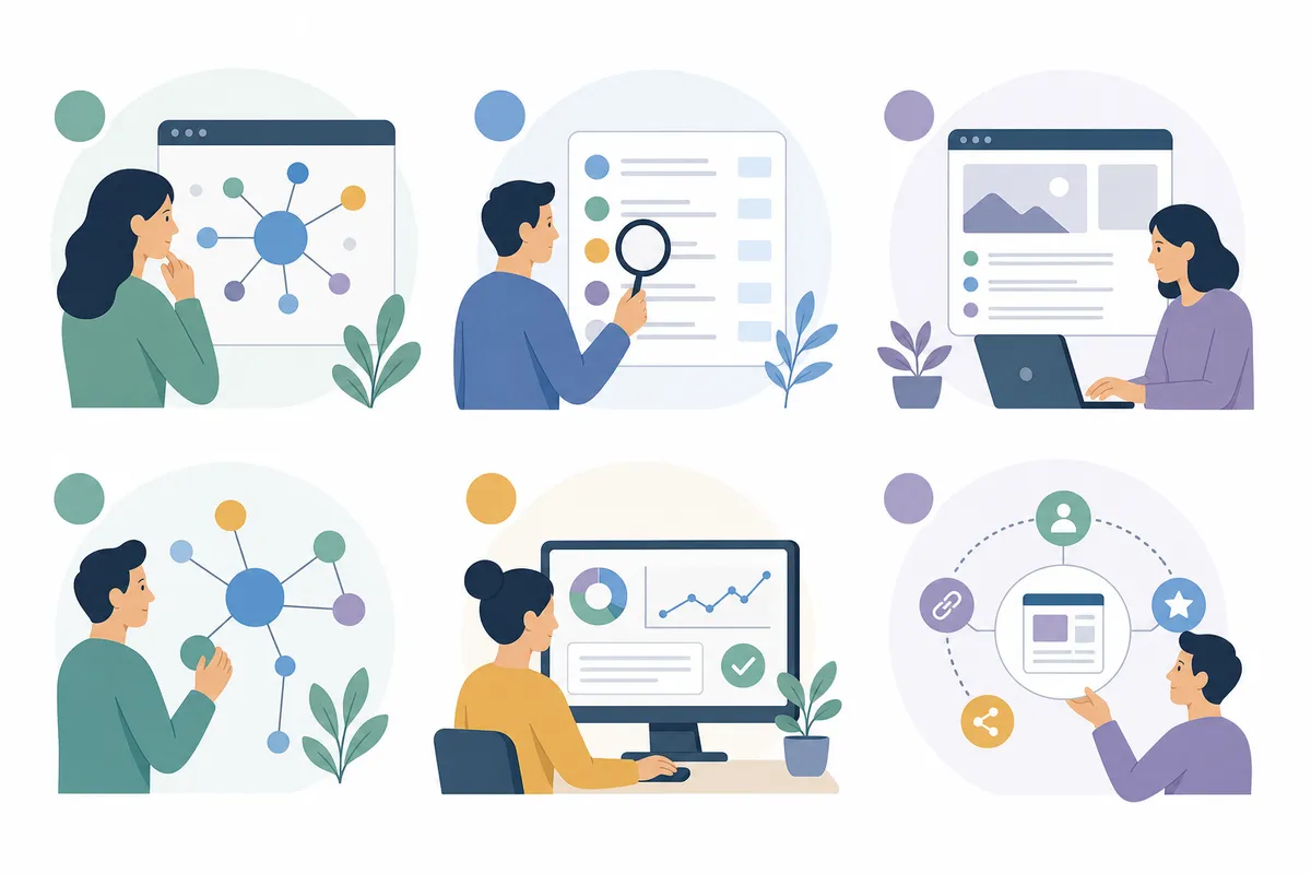Keyword clusters grouped into topics for a semantic SEO content plan