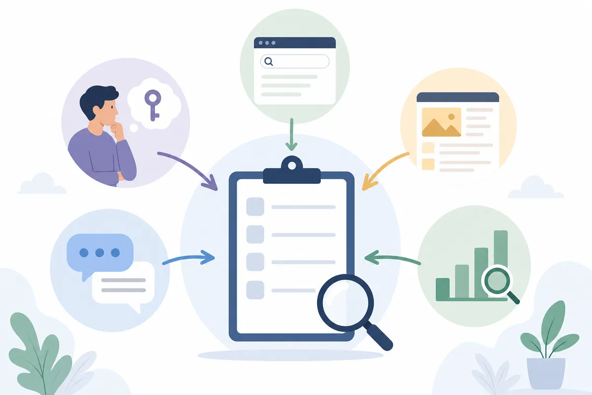 Search results page with People Also Ask questions used for keyword listening
