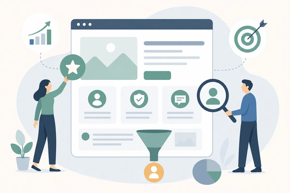 Gráfico de lista de comprobación con tácticas de optimización de la tasa de conversión, como la velocidad de la página, las señales de confianza y la ubicación de los CTA