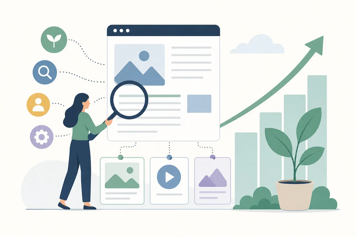 Writer structuring a hub and spoke SEO content plan