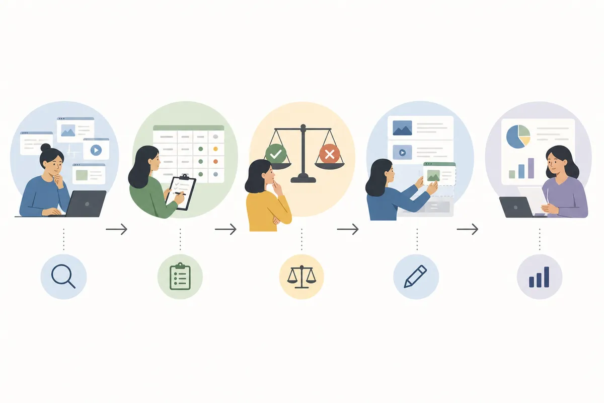 Five-step content audit process from inventory to prioritized fixes