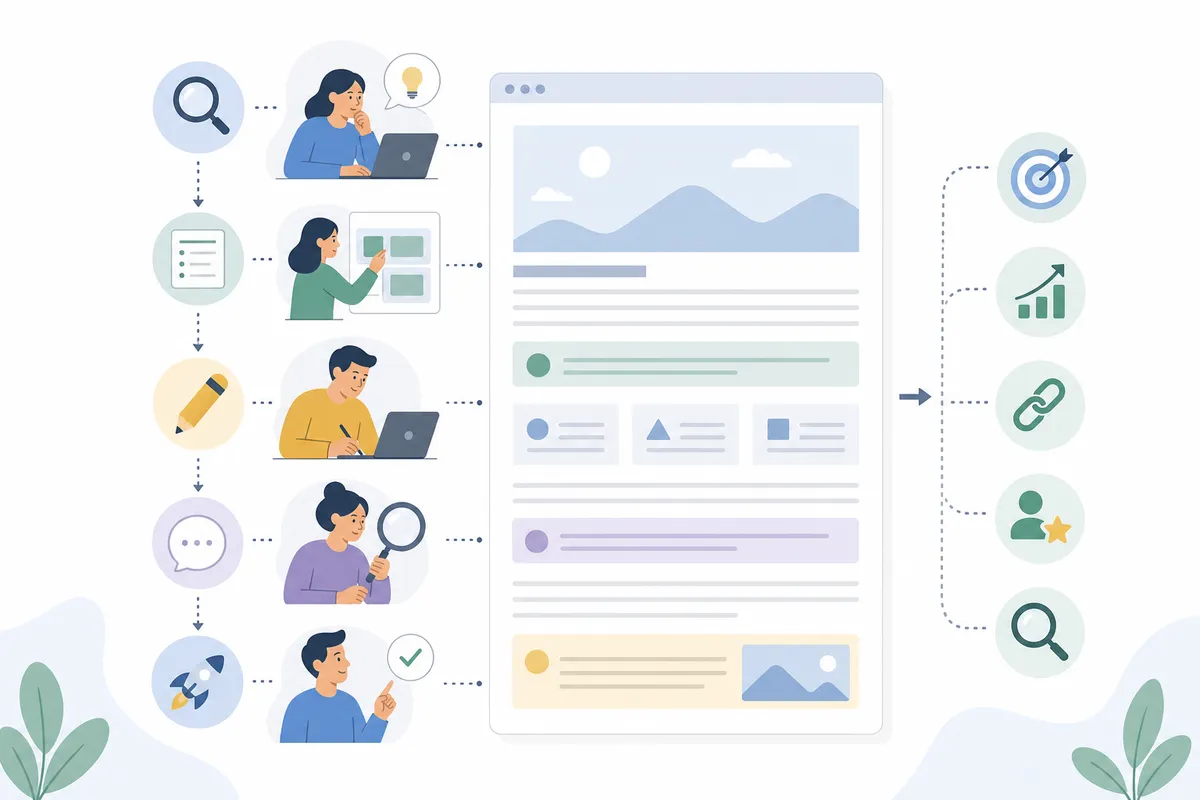 Outline of an SEO article showing search questions mapped to H2 headings
