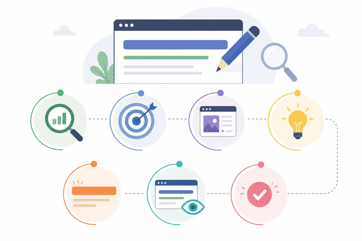 Seven-step checklist for writing an SEO title from keyword to preview