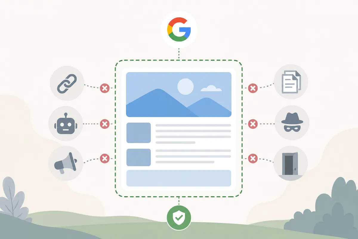Editor reviewing an AI-drafted article against a checklist before publishing