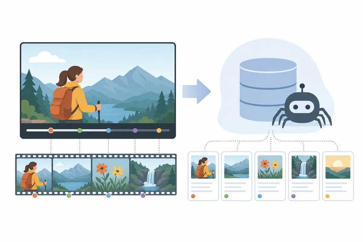 Video timeline showing chapter markers and a synced caption track