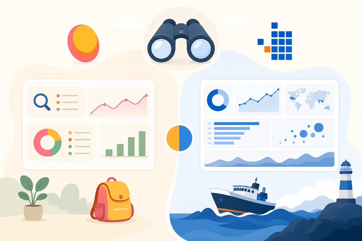 Mangools vs Ahrefs side-by-side comparison of SEO tool dashboards