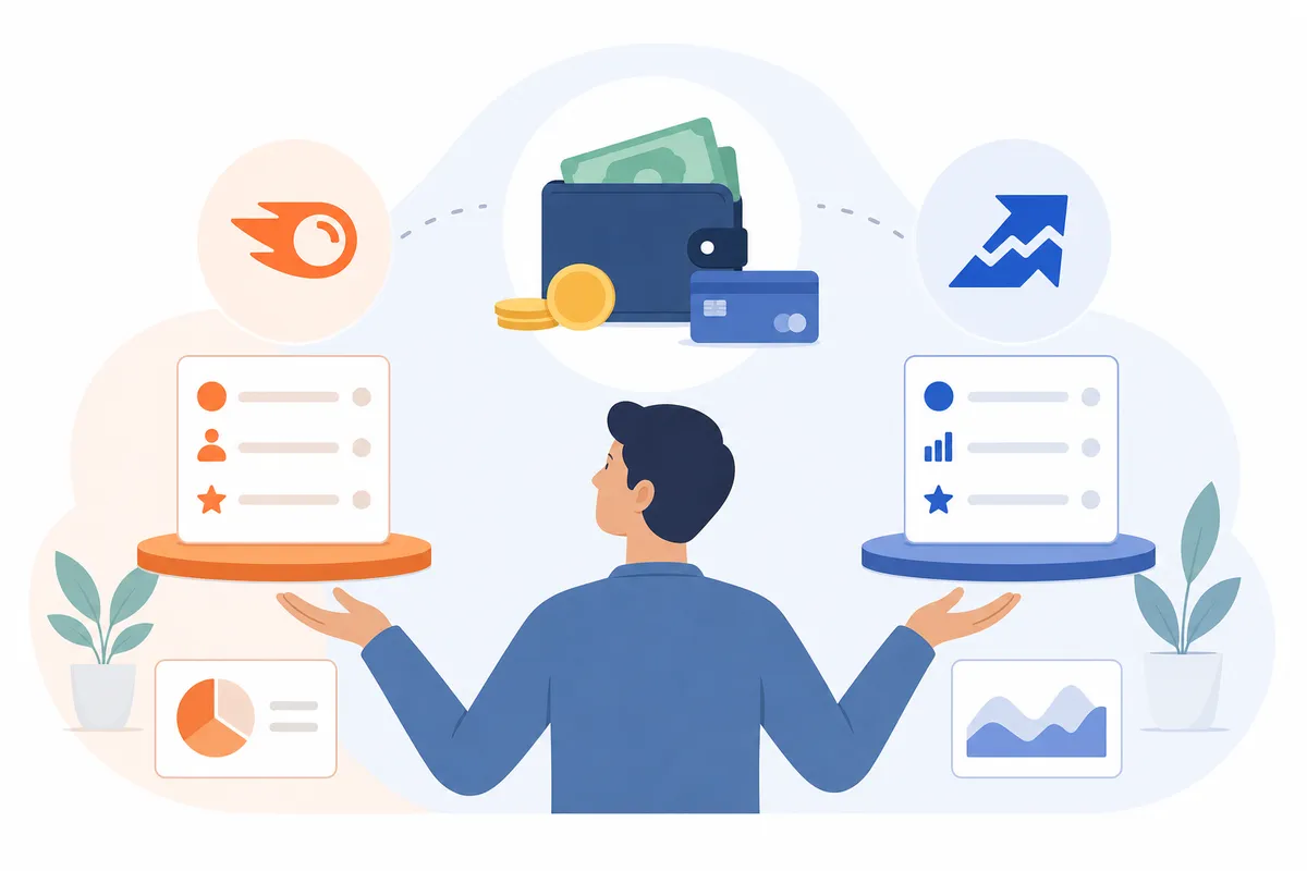 Diagram of Semrush and Serpstat plan prices by tier