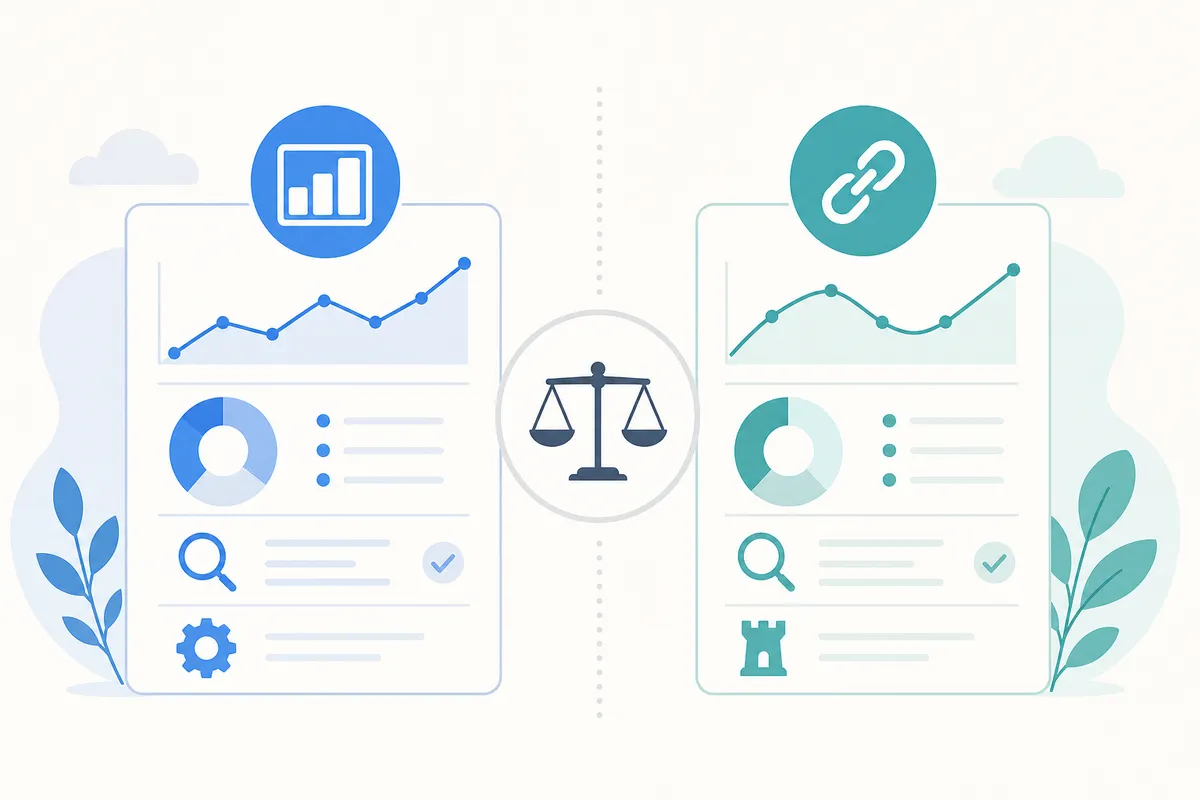 Side-by-side comparison chart of SE Ranking and Moz SEO dashboard features