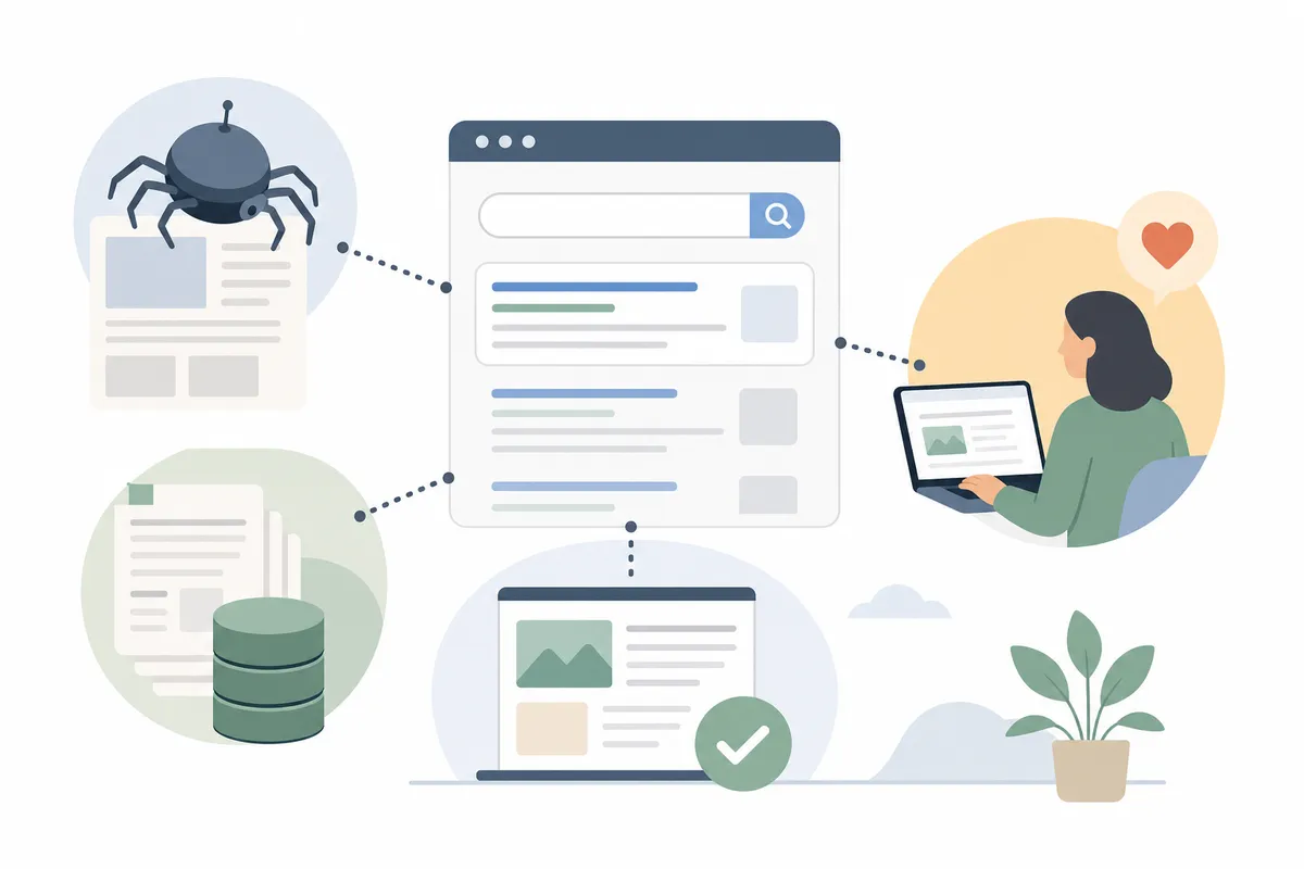 Diagram showing paid ads versus organic SEO results on a search page