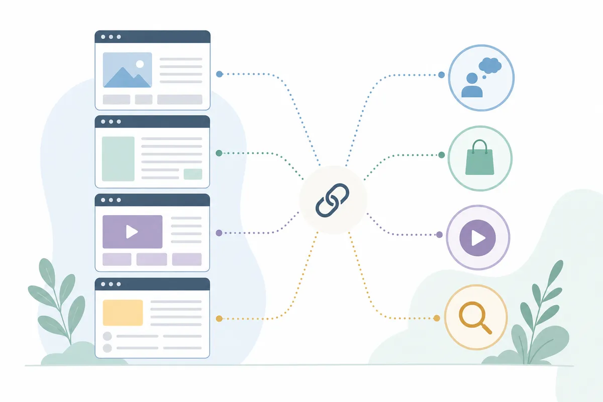 Four types of search intent mapped to the pages that satisfy them