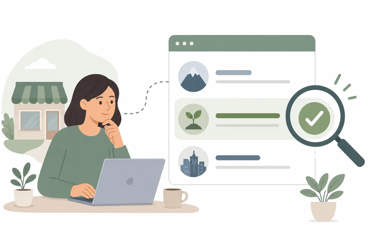 Keyword list with search volume, intent and difficulty columns for a small business