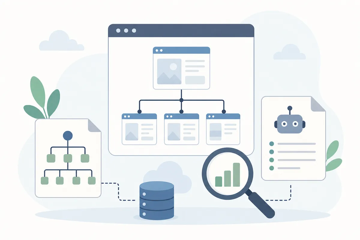 gráfico de lista de verificación con iconos de robots.txt, sitemap y hreflang para el lanzamiento de un subdominio