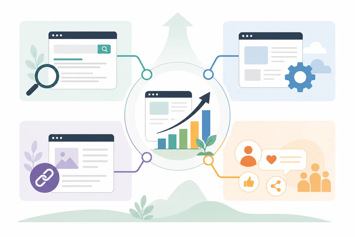 The four types of SEO, on-page, technical, off-page and local, and how each supports digital growth