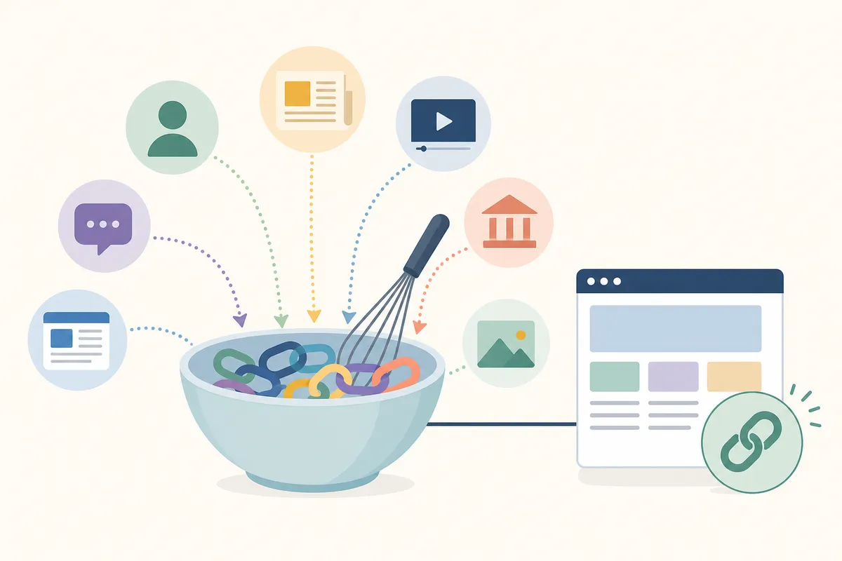 Comparison of backlink source types ranked by trust contribution and effort to earn