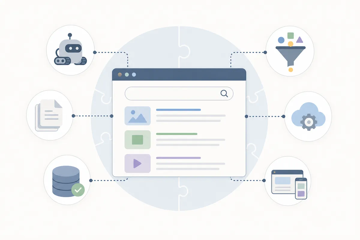 Checklist of the components behind search engine integration, from sitemap to structured data