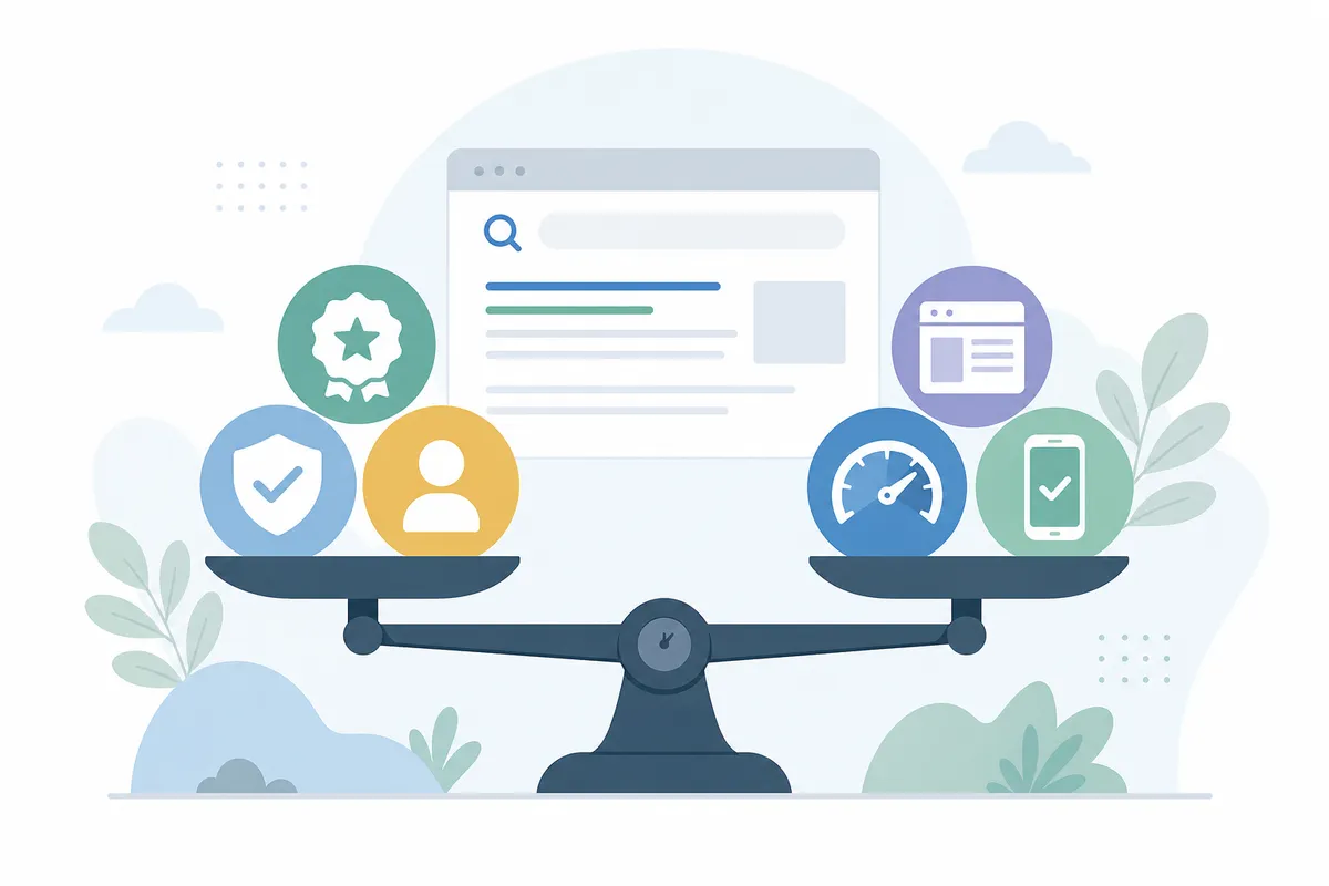 Five search ranking factors illustrated with their relative weight