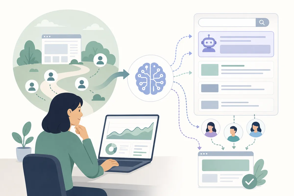Illustration of AI Overview citations sending organic website traffic alongside classic results