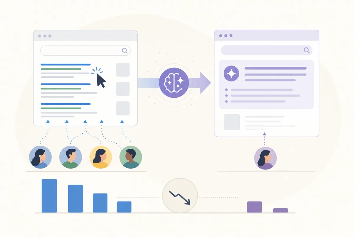 Google AI Overview answer with a cited source link that sends a searcher to the website