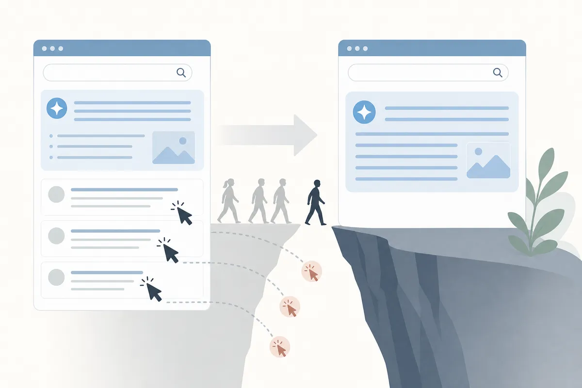Comparison of organic click-through rates with and without an AI Overview present