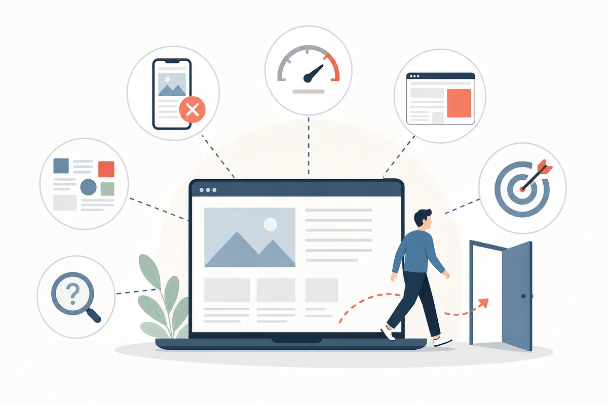 Side-by-side comparison of a slow, cluttered page next to a fast, clean page