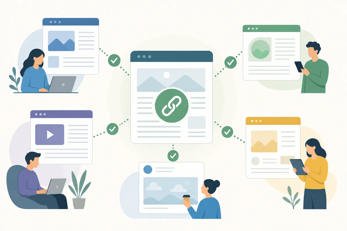 Diagram comparing natural backlinks from editorial citations with links a site owner placed