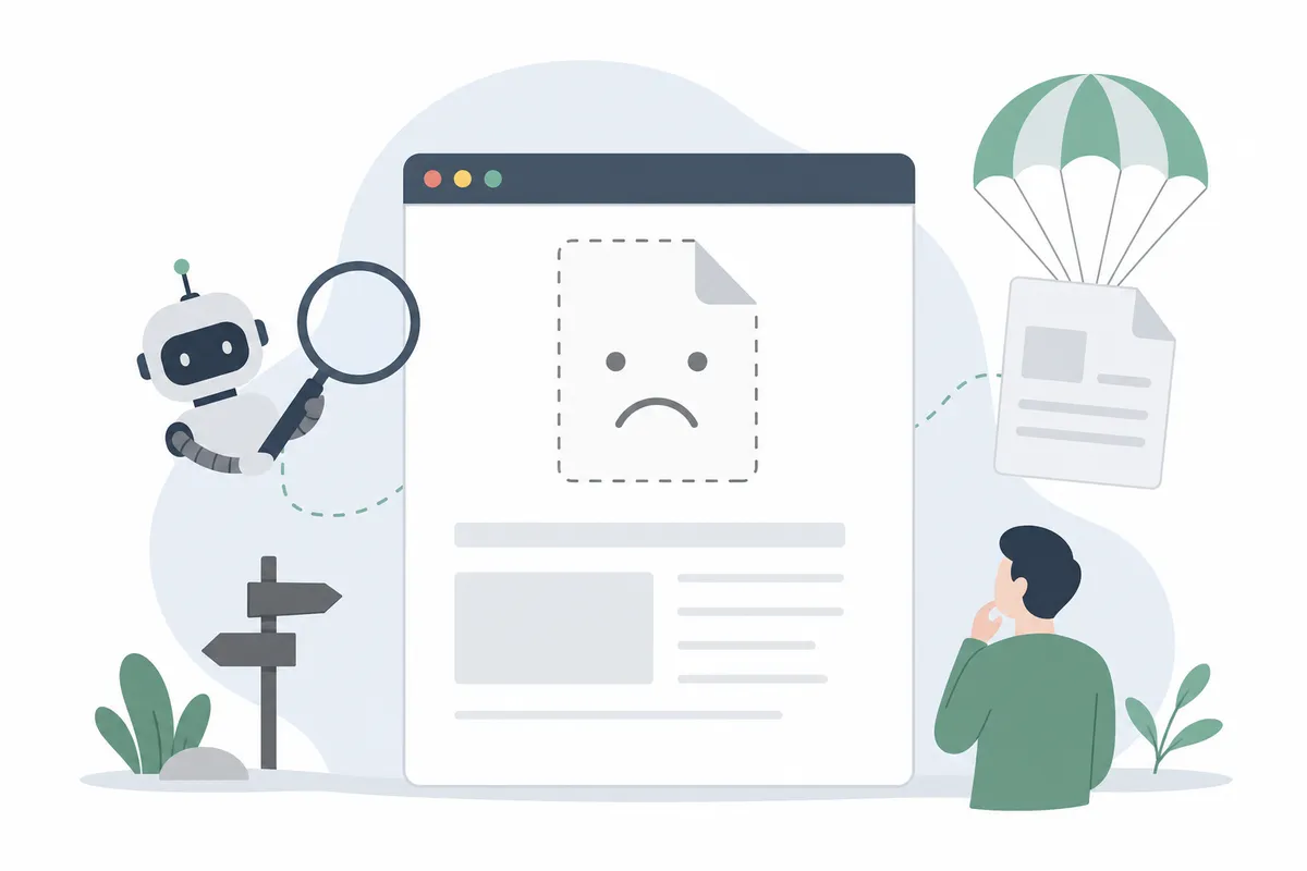 Side-by-side comparison of a soft 404 page showing a 200 status code versus a hard 404 page showing a 404 status code
