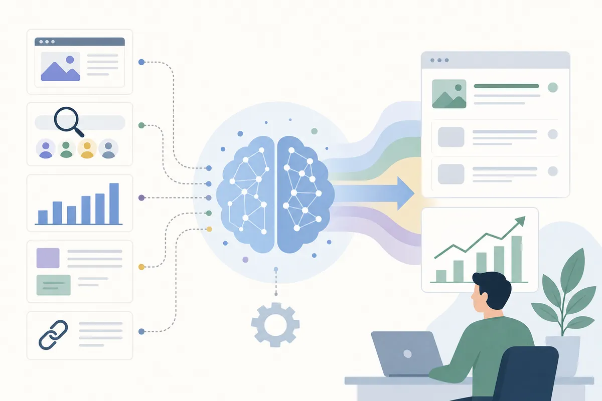 Schéma montrant la différence entre l'algorithme de classement de Google et les modèles de machine learning des outils SEO