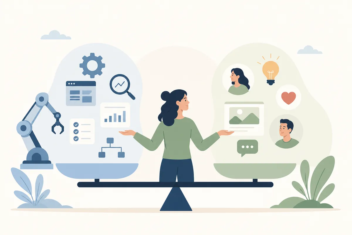 Comparison of SEO tasks suited to AI automation versus human judgment