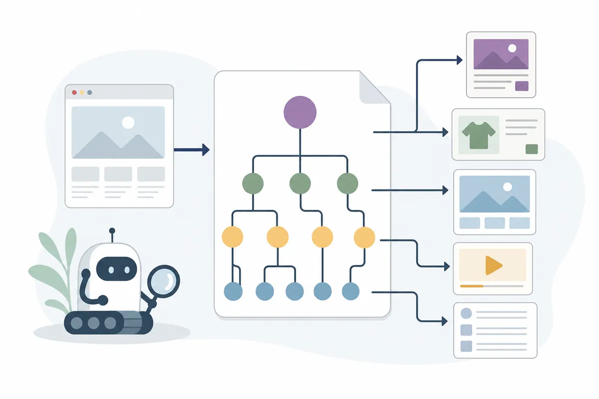 Página índice del sitemap de Yoast SEO con los sitemaps secundarios enlazados de entradas, páginas y categorías