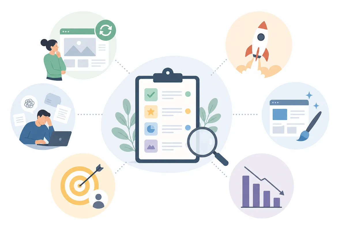 Annual content audit calendar with two comprehensive passes and monthly check-ins