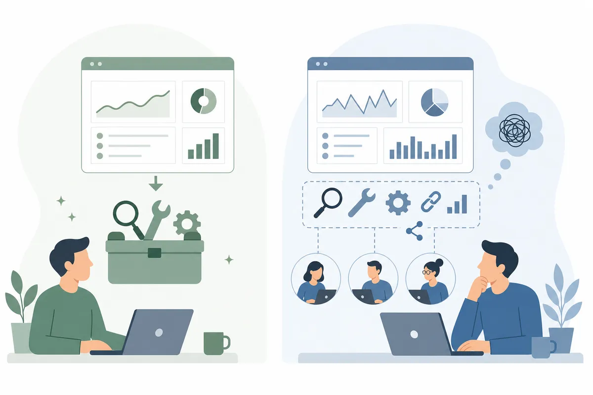 A side-by-side comparison of a single-page fix versus a site-wide audit