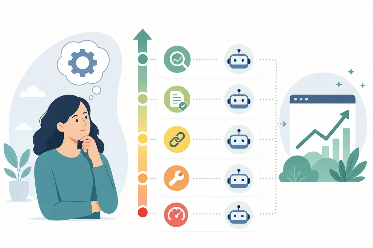 Checklist of SEO tasks ranked by how safe they are to automate