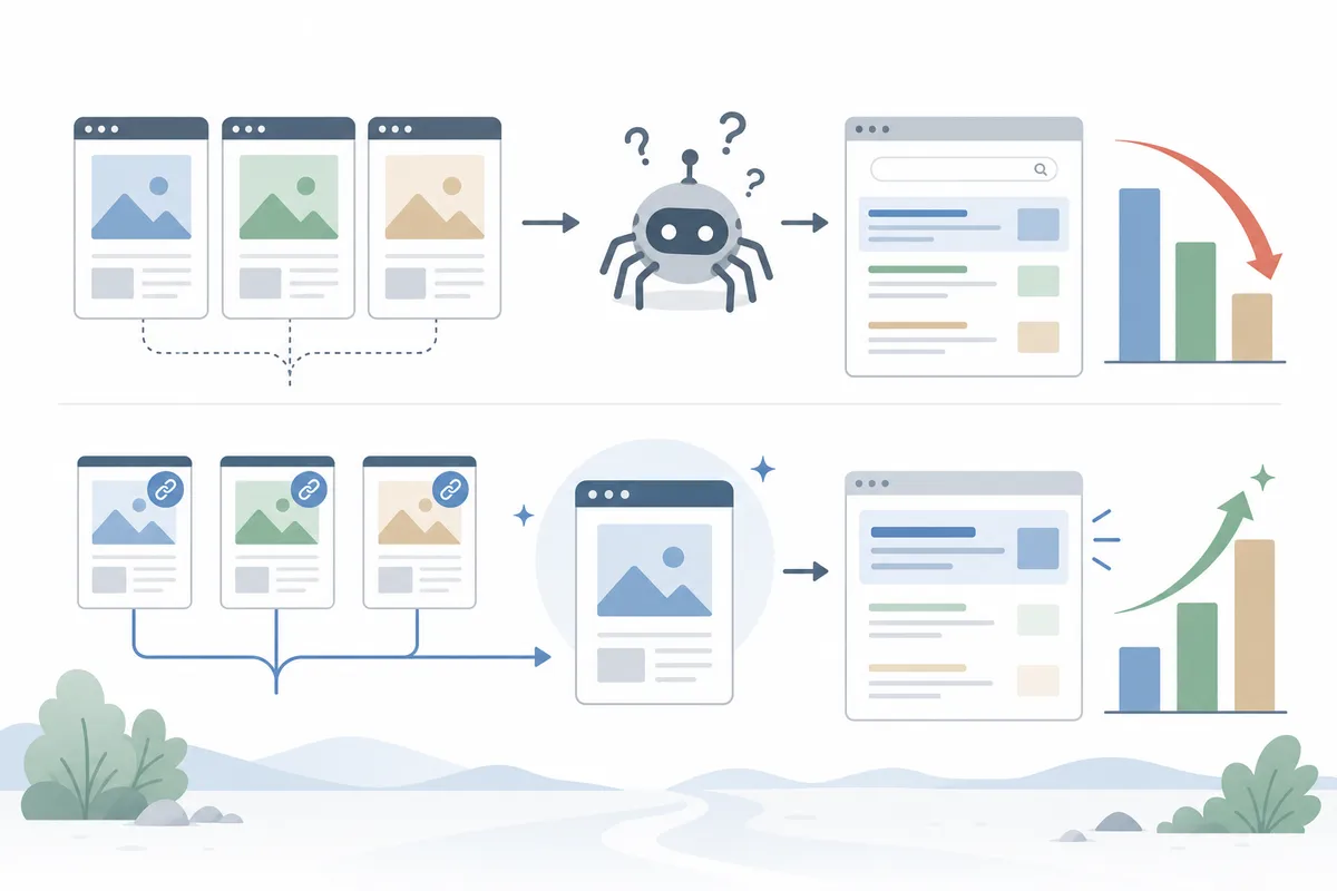 Example of the same product page reachable through five different URL variants