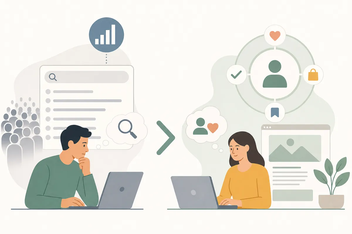 Comparison of a high-volume mismatched keyword and a lower-volume matched keyword